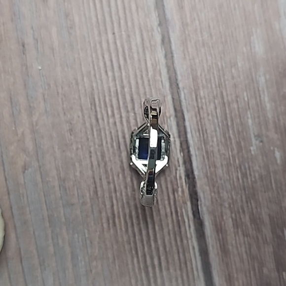 NEW SILVER PLATED PRINCESS CUT BLUE ZIRCON FASHION RING - Picture 7 of 9